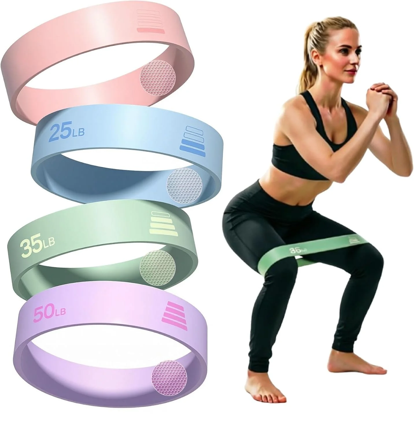4Pcs Silicone Resistance Loop Bands Pilates Yoga Bands Home Gym Leg Hip Training Body Shaping Fitness Accessories
