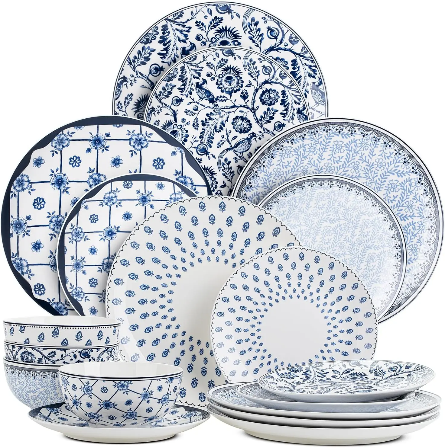 BTaT- Dinnerware Sets for 4, 12 pcs, Ceramic Dinnerware Sets, Plates and Bowls Sets for 4, Dish Set, Plate Set for 4, Dishes Set