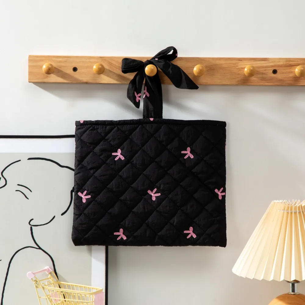 

Многофункциональная стеганая косметичка с бантом и цветочным узором, на завязках, большая вместительная сумка для туалетных принадлежностей, для дома