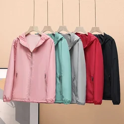 2026 New Women's Hooded Jacket Large Size Simple Sunscreens Coat Joker Ladies Outwear Fashion Waterproof Sun Protection Clothing