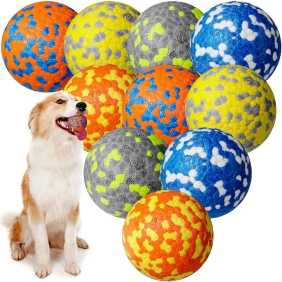 

10 Pack Dog Balls for Aggressive Chewers 2.5 Interactive Tennis Ball Durable Teething Chew Toys Lightweight Floating Bouncy Bal