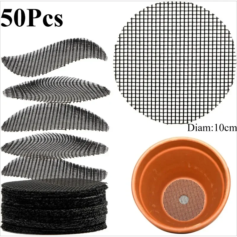 50Pcs Plant Pots Hole Mesh Pad - Flower Pot Mesh Mat Potting Eye Mesh Mat Pot Net Bonsai Gardening Drainage Hole Prevent Leaking