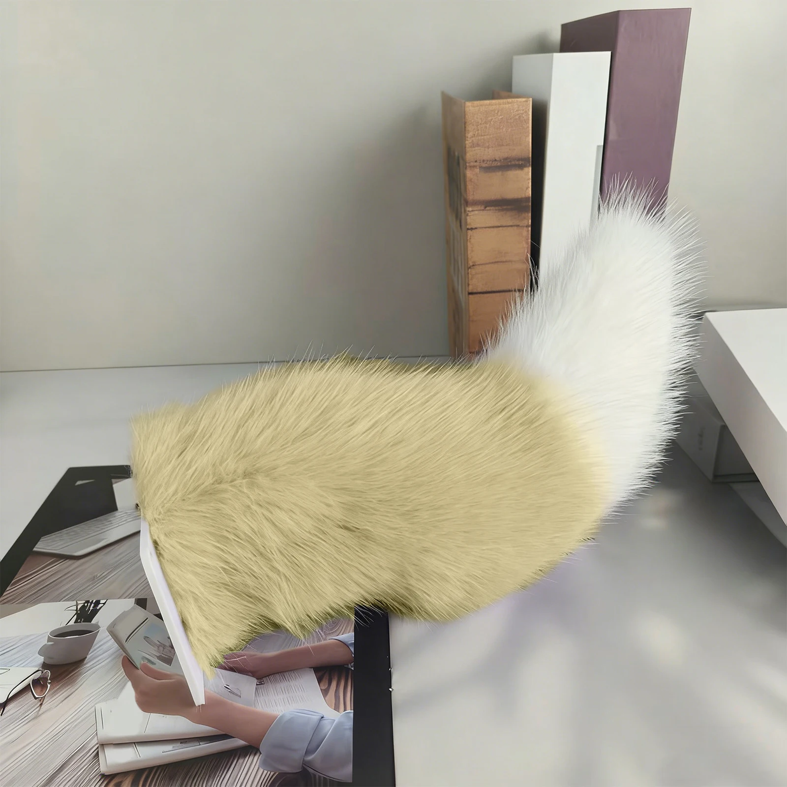 Remote Control Fuzzy Wagging Moving Tail USB Rechargeable Moving Plush Animal Tails for Auto Trunk Charm Cosplay Accessory