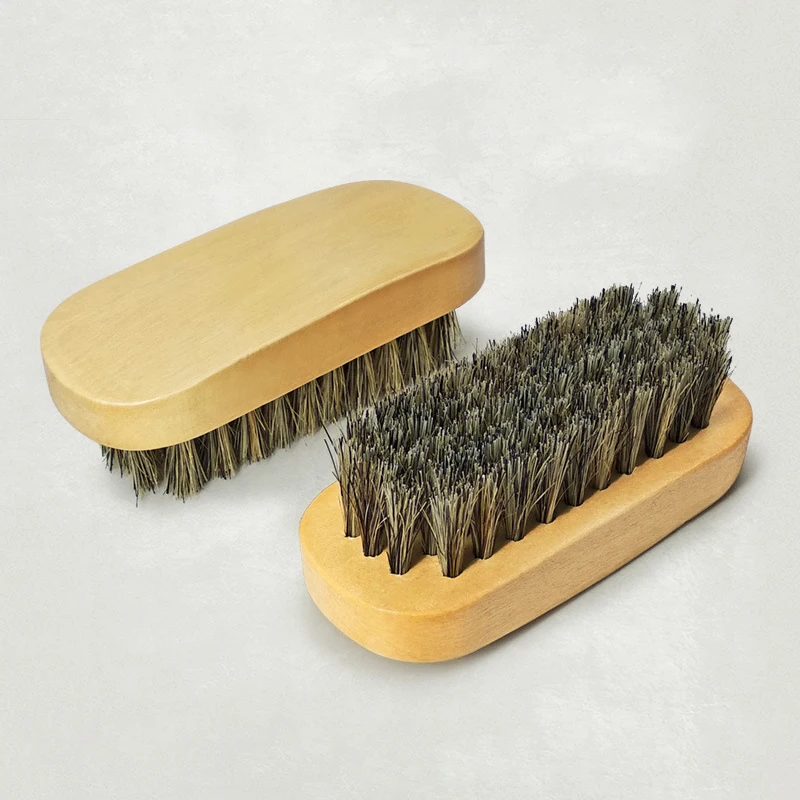 Horsehair Shoe Shine Brushes Polish Bristles Boots Shoes Leather Care Cleaning Brush Nubuck Boot Nubuck Boot Pig Bristles