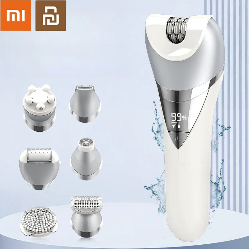 Xiaomi Youpin 7 in 1 Grooming Kit IPX6 Waterproof Women Body Hair Trimmer Shaver Electric Foot Grinder Cleansing Massager