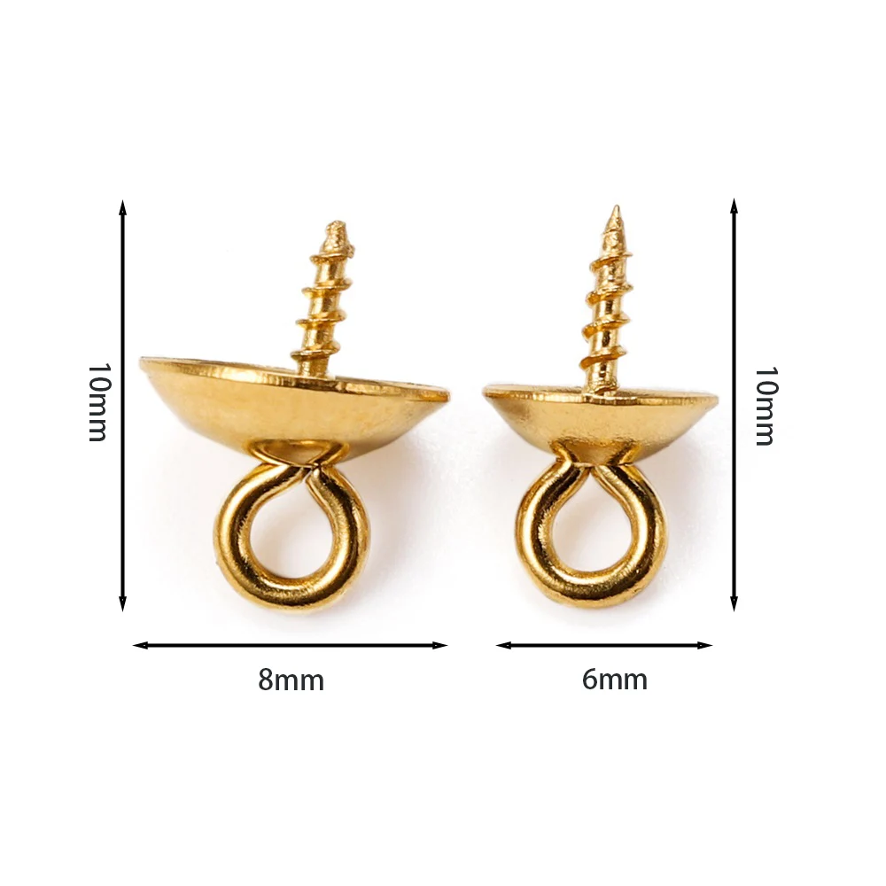 30Pcs/lot Stainless Steel Tone Screw Eyes Bails Top Drilled Beads End Caps Charms Connectors For DIY Jewelry Making Accessories image 2