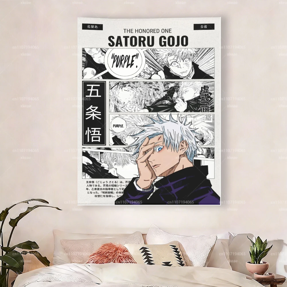 Jujutsu Kaisen Satoru Gojo Tapestry, Manga Panel Wall Hanging, Anime Room Decor for Bedroom & Dorm, Gift for JJK Fans