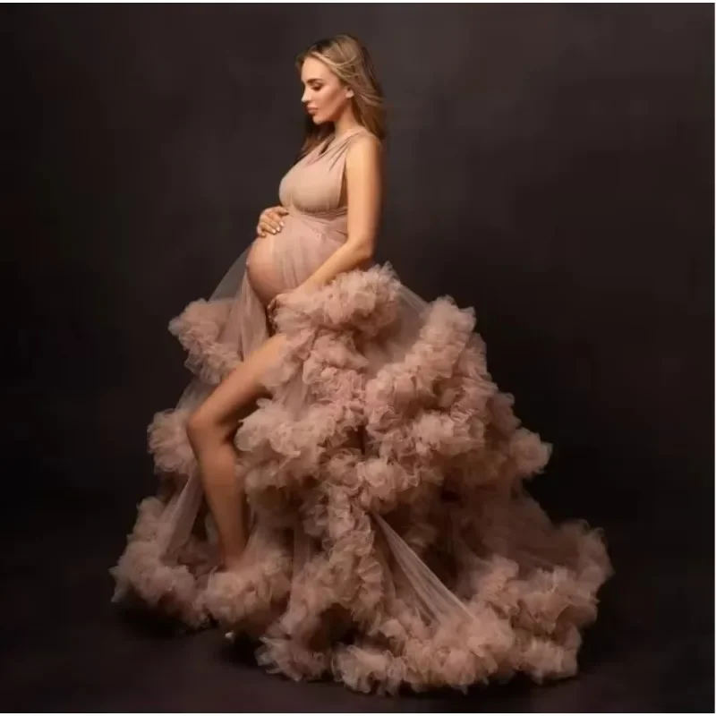 Gaun Fotografi Kehamilan - Gaun Maxi Berumbai untuk Baby Shower & Pemotretan Kehamilan Pengantin - Gaun Tidur Menyusui yang Elegan (Berbagai Gaya)
