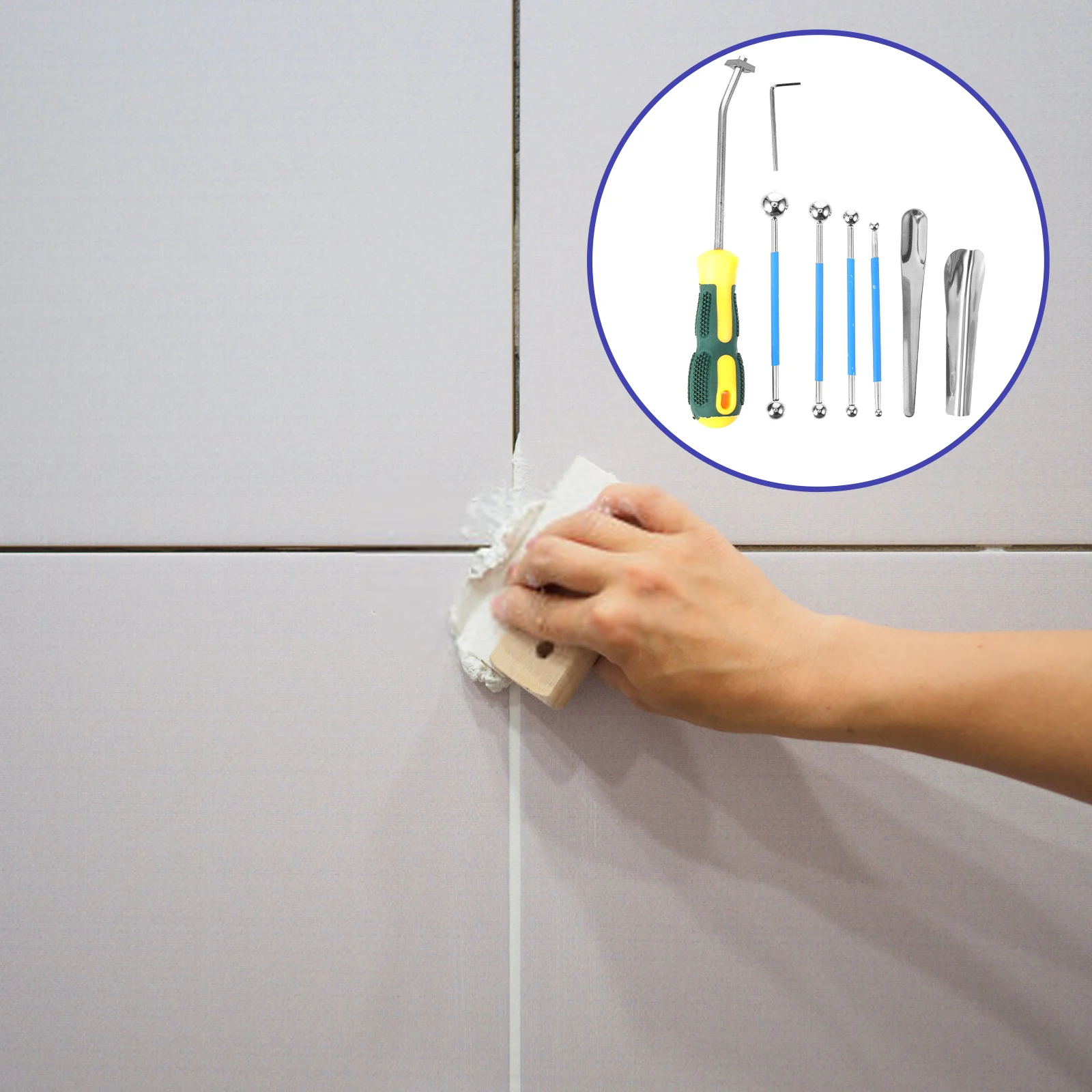 

9 Pcs Seam Tool Kit Grout Finisher Caulking Smoother Applicator Joint Steel Tools Finishing Tile Grouting