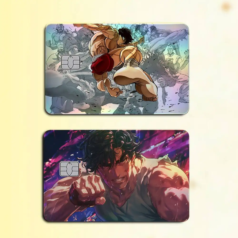 Classic Japanese Anime B-Baki Laser Holographic Card Skin Sticker For Credit Debit Cards - 4pcs/Set Waterproof Scratch-Resistant