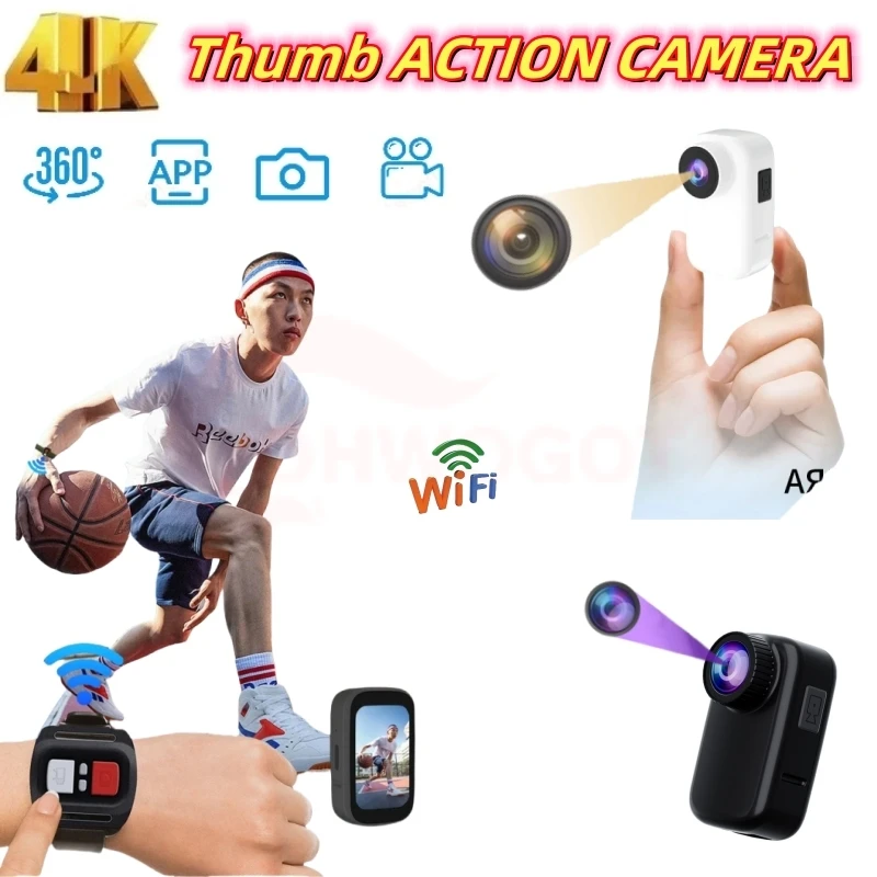 4K HD Mini WIFI Action Camera Portable Thumb Magnetic Back Clip Anti-shake Pocket Cam Video Driving Recorder Sports Camcorders