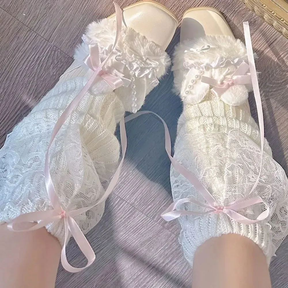 

Новые женские гетры 2025 года: осенне-зимние, с лентами, в стиле Лолита, черные, до колена, длинные носки, вязаные, для девочек, белые гетры в стиле JK