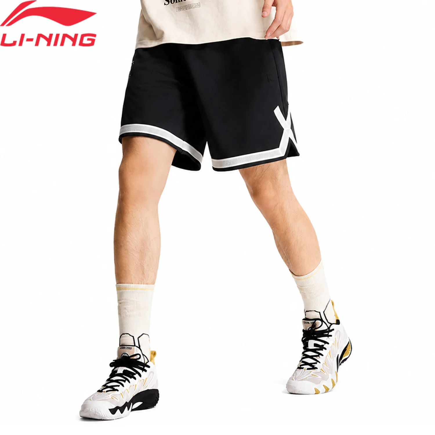 Li-Ning Men's BADFIVE Basketball Shorts LN FAST DRY 100%Polyester Regular Fit Breathable Soft LiNing Competition Bottom AAPW047
