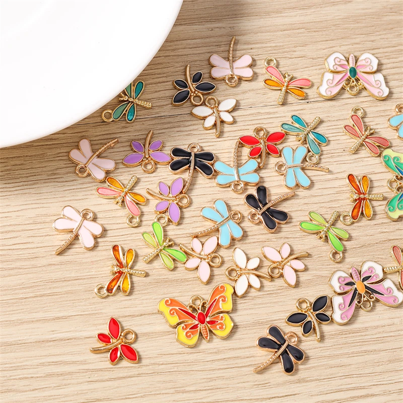 10 Stück Niedliche Tieranhänger aus Emaille, Fliegende Libelle und Schmetterling, Anhänger für Schmuckherstellung, Halsketten, Ohrringe, DIY-Bastelgeschenke – Detail 4