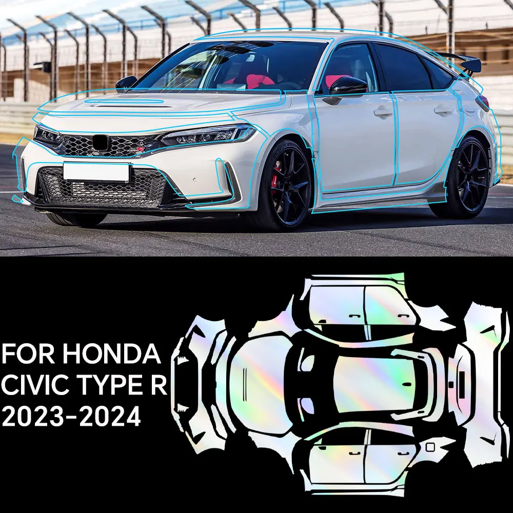 

Предварительно вырезанная пленка для Honda Civic Type R 2023-2024, защитная пленка для автомобильной краски, прозрачная ТПУ, против царапин, невидимые автомобильные аксессуары