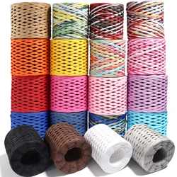200M Natuurlijk Raffia Stro Garen Hand Gebreid Haken Gras Papier Touw Voor Diy Sunhat Strandtas Koord Bakken Geschenkverpakking Touw