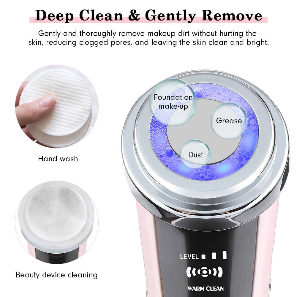 5 In 1 Multifunctional Color Light Import Instrument Clean Rejuvenation Warm Cleansing Anti Aging Lifting Tighten Face Skin