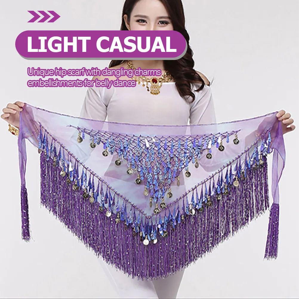 

Sequin Belly Dance Hip Scarf Triangle Waist Belt for Women Belly Dancing Skirt Scarf Dance Costume Charm Embellished Performance