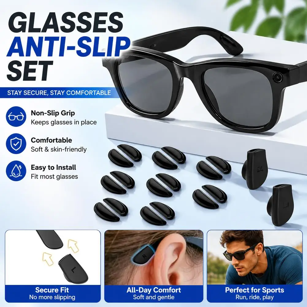 Silicone Ear Hooks For Ray Ban Meta Smart Glasses Anti Slip For Running Sports With Cable Holder Organizer Kit Set Case