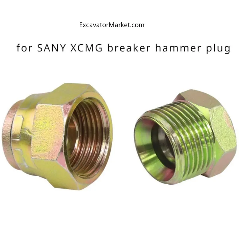 for Sany XCMG 55 60 65 75 80 135 155 215 Excavator Accessories  Breaker Hammer Plug Gun Machine Connecting Bulk Head