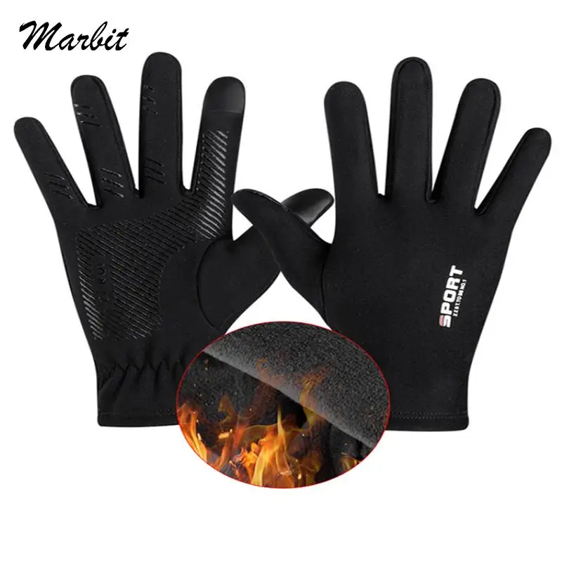 Winter Outdoor Running Skiing Mitten Men Women Cycling Thermal Fleece Cold Wind Waterproof Touch Screen Bicycle Warm Gloves