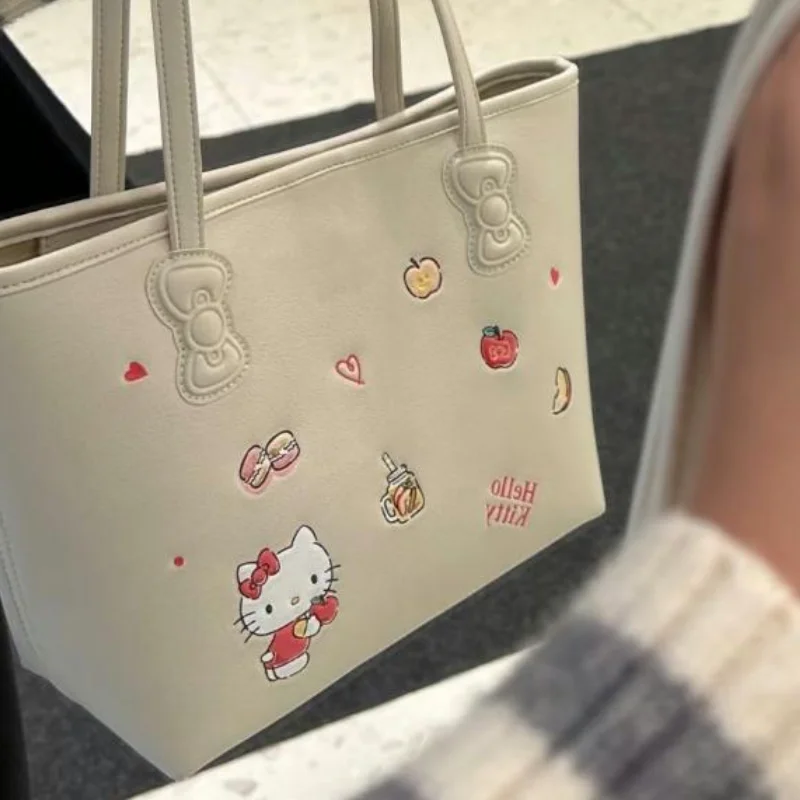 سانريو مرحبا كيتي حقيبة التخزين حقيبة مستحضرات التجميل حقيبة تسوق لطيف موضة أنيمي الكرتون Kawaii الحرم الجامعي السفر في الهواء الطلق المحمولة