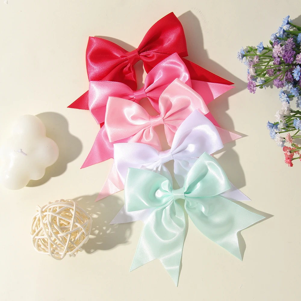 

5PCS/set Candy Colored Silk Bow Hair Clip Cute Solid Color Bow Hair Clip High-Quality Children's Hair Accessory