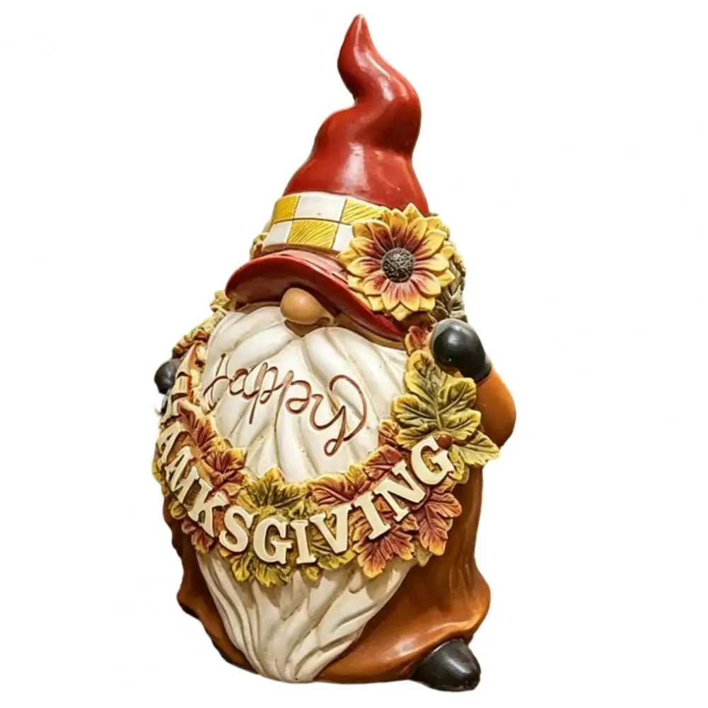 Outdoor Gnome Statue Harvest Gnome Statue Thanksgiving Gnome Figurine Autumn Harvest Table Decor Sunflower Maple Leaf for Fall