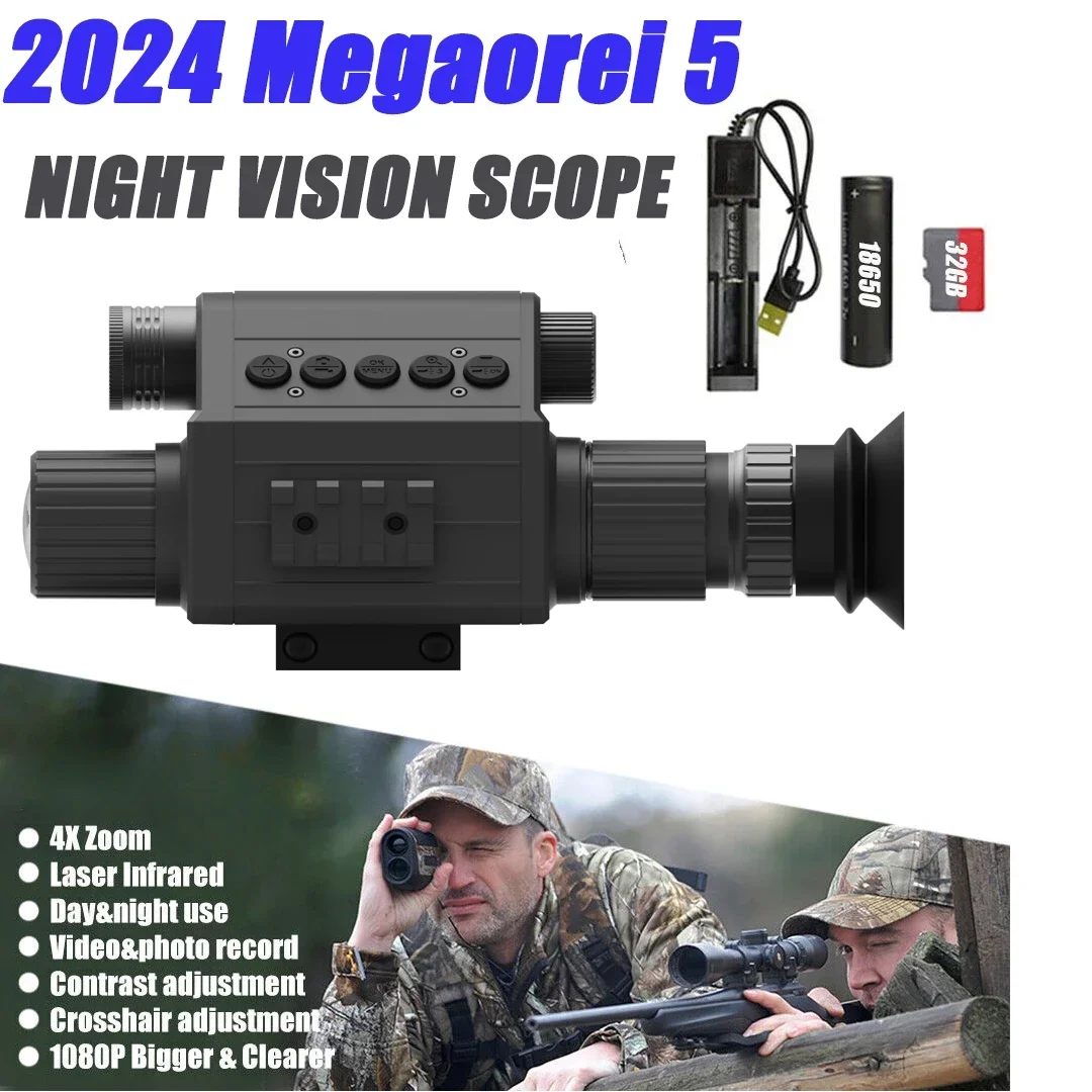 Megaorei 5 Night Vision 1080p HD Hunting Camera Camcorder Portable Rear Scope Add on Attachment with Built-in 850nm 940nm IR