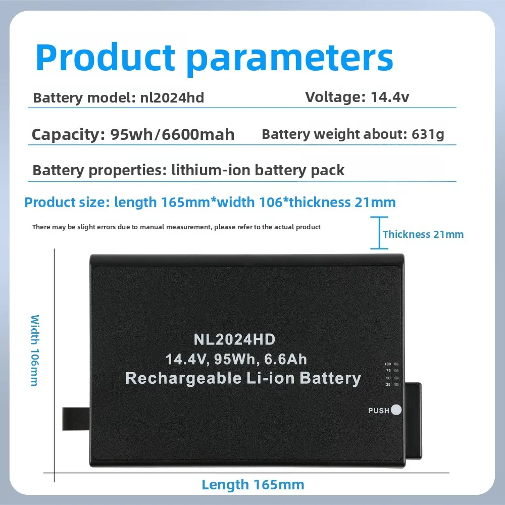 NL2024HD NL2024HU22 14.4V 6600mAh 95Wh High Capacity Replacement Li-ion Battery for Lasair III 310B 310C 350L Particle Counter