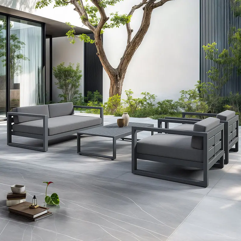

Hxl outdoor aluminum alloy sofa waterproof sunscreen courtyard terrace furniture