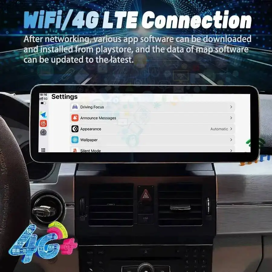 

Автомобильный радиоприемник с QLED-экраном, мультимедийный плеер для Mercedes Benz GLK 280 260 GLK300 350 X204 2009-2015 14,9 дюйма Carplay Android GPS