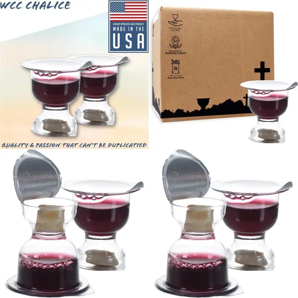 

100 Disposable Communion Cups with Grape Juice and Bread - Pre-filled Set - Includes Shipping