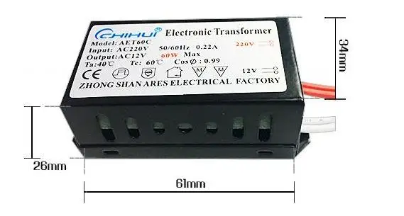 Lighting Transformers AC 220V to 12V 60W Electronic Transformer Driver for G4 Halogen Lamp Bulb 3 year warranty