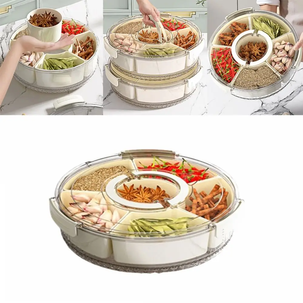 

Reusable Spice Storage Box Sealed 360° Rotating Kitchen Spice Rack with Lid Plastic Large Capacity Spice Rack Seasoning Box