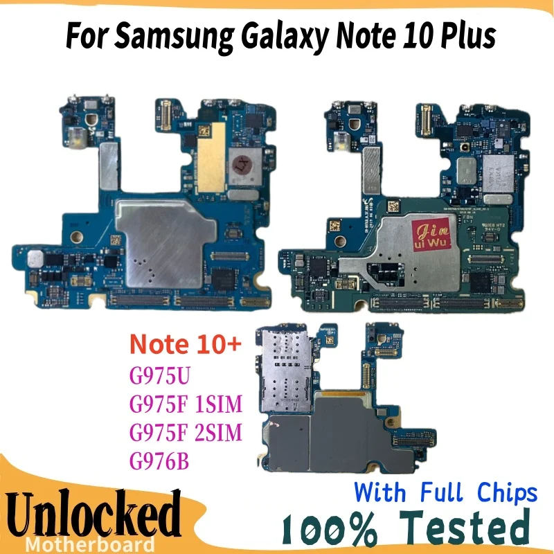 Placa base 100% funcional para Samsung Galaxy Note 10 Plus N975F N975U N976B placa lógica desbloqueada Note10 + placa base de Chips completos