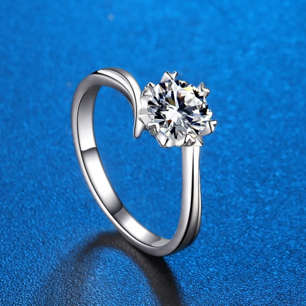 

GLM 8mm 925 Pure Silver Snowflake Twisted Arm Moissanite Ring Best Friend Gift D VVS1 Grade Moissanite Delicate Jewelry