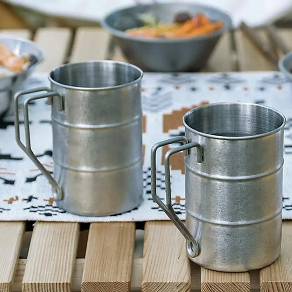 Outdoor Cup Matte Surface Coffee Mug Silver Color Large Capacity  Practical Unbreakable Stainless Steel Camping Cup