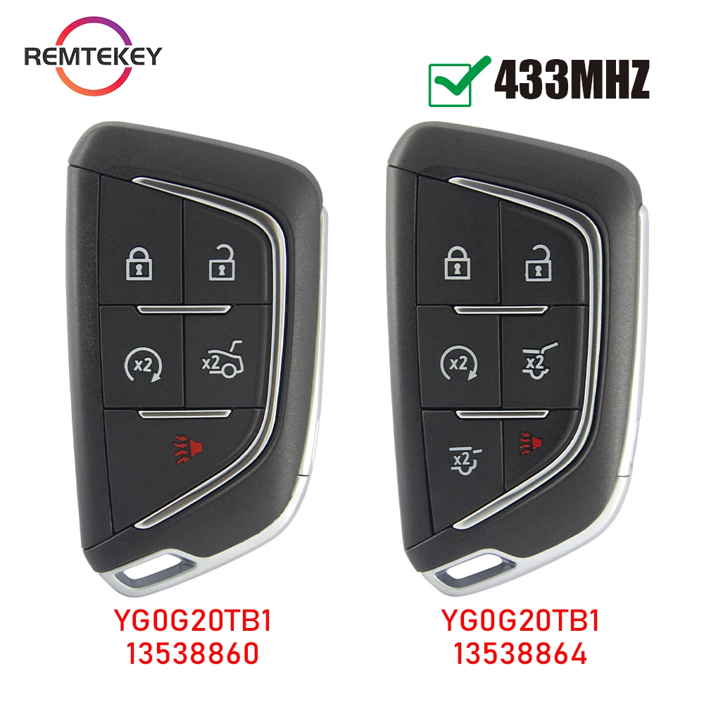 

REMTEKEY Smart Keyless Go Remote Car Key Fob FCC YG0G20TB1for Cadillac Escalade 2021 2022 433 Mhz PN 13538860/13538864