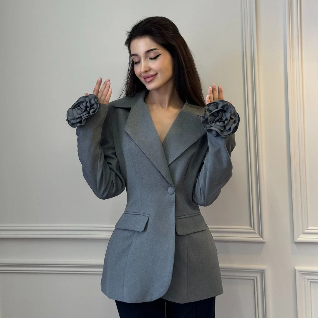 

Tesco женский костюм пиджак на одной пуговице с длинными рукавами цветок ручной работы пиджак повседневный офисный женский костюм пальто для бизнеса