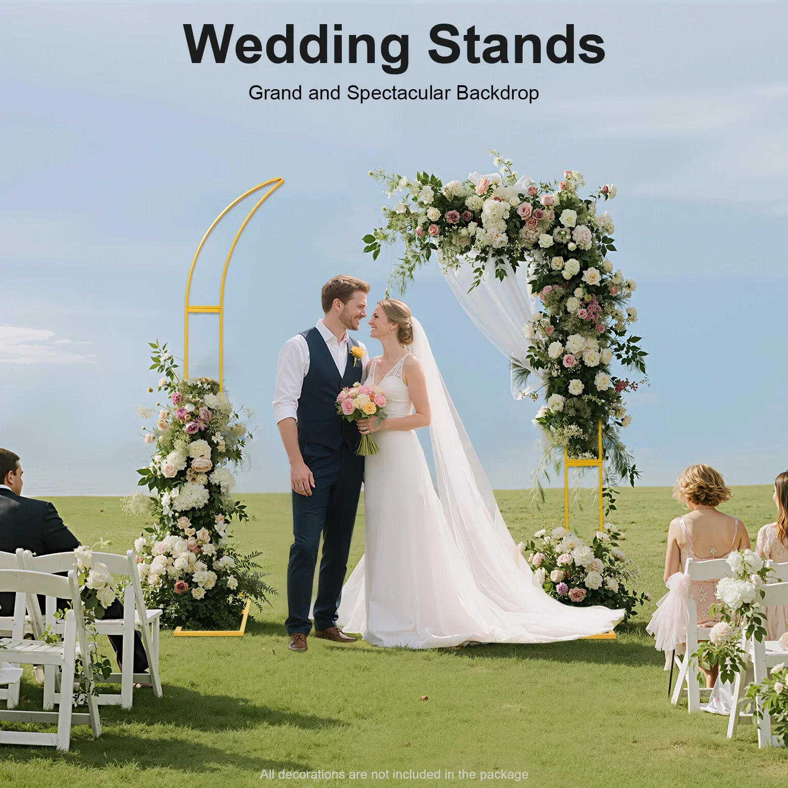 حامل خلفية على شكل قوس لحفلات الزفاف، حامل خلفية على شكل قوس DIY للحفلات والحفلات، قطعتان من حوامل الزفاف المنحنية