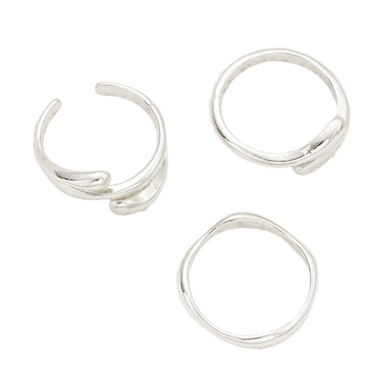 Elegant 3 Rings Pack with Unique Textured Designs Versatile Fashion Jewelry for Trendy Women Ladies Stylish Outfits