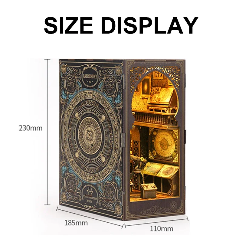 Creative 3D Wooden Puzzle Bookends DIY Small House Handmade Assembly Educational Toy Astronomical Museum Color Building Toy