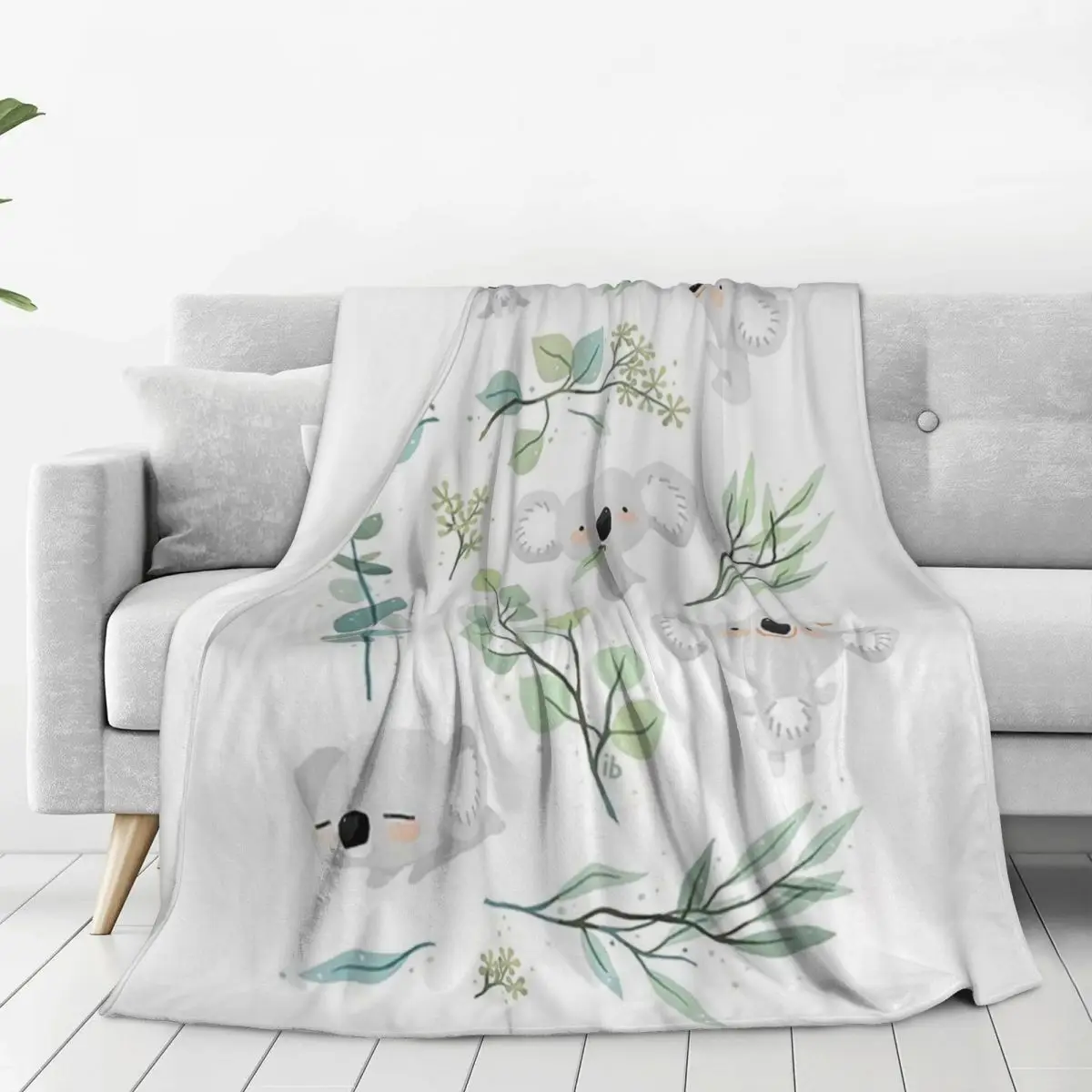 Koala And Eucalyptus Pattern Blankets Fleece Warm Sofa Throw Blankets For Couch Bedding Travel Throws Bedspread Quilt