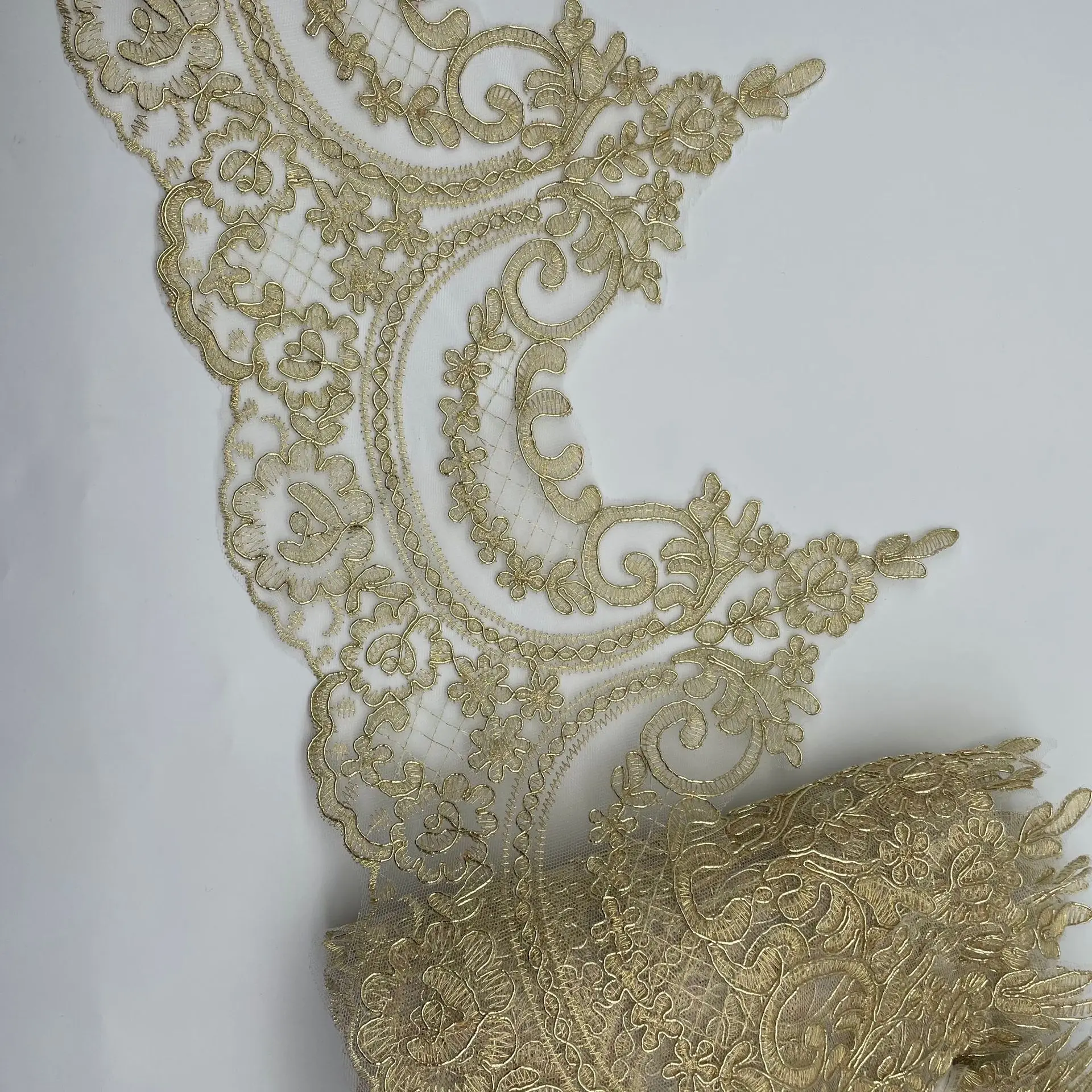 1 Yard 24cm wide Gold Pink Thread Cording Lace Embroidery Lace Dress Home Textile Sequin Triming Dance Clothes DIY Materail