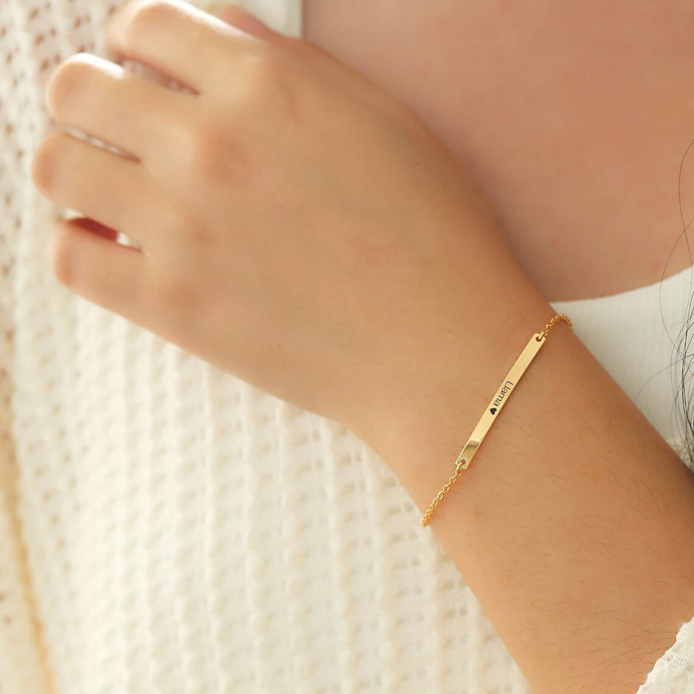 Customized Stainless Steel Engraved Name Curved Bracelet, Any Engraved Name Bracelet, Available For Wholesale