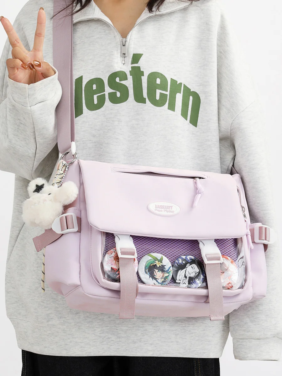 

Large Capaci Canvas Crossbody Bag for Women Teacher's Bag Student's Bapa Universal Menger Bag Transparent Bubble Bag
