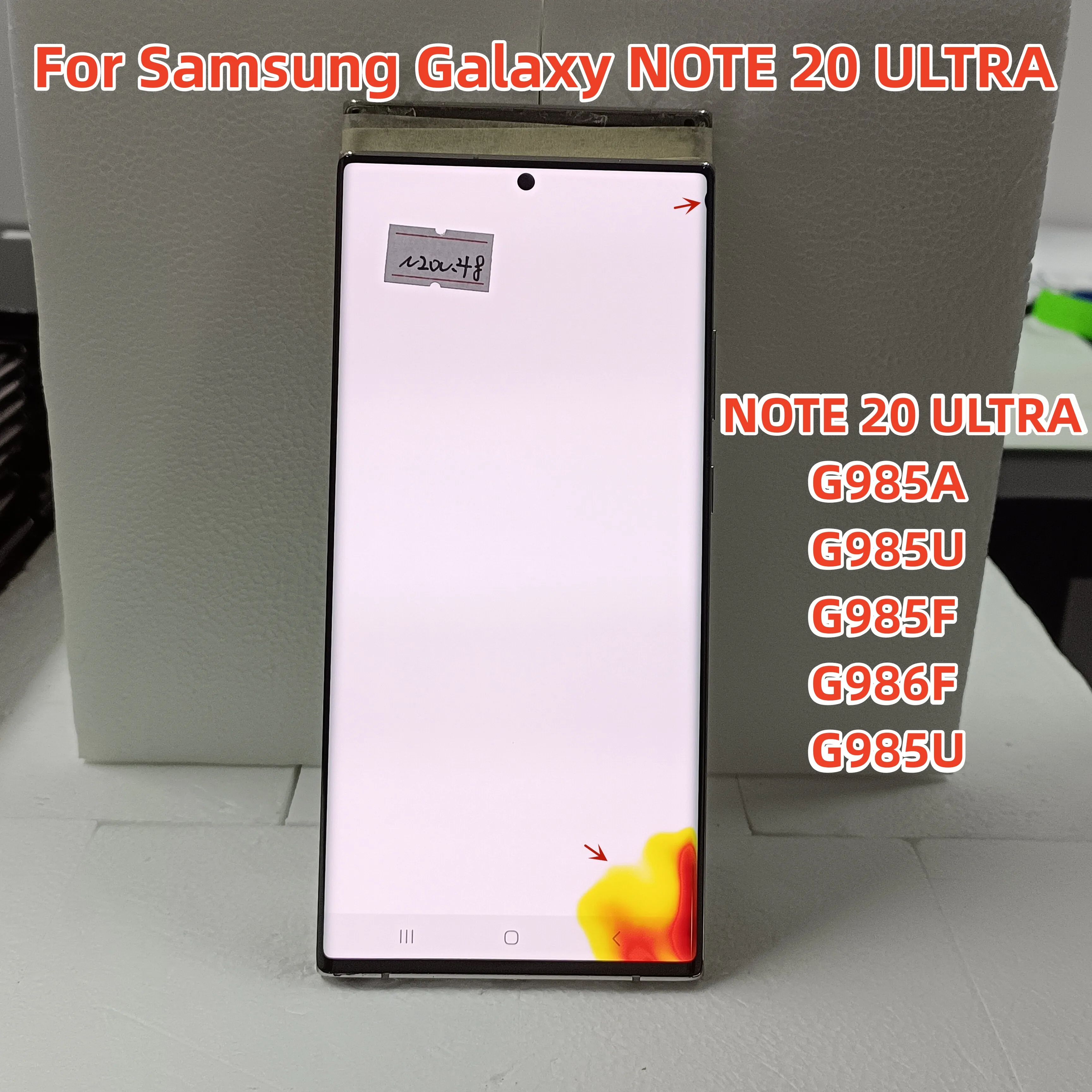 100% testowy ekran Amoled dla N20U z wadyami dla Samsung Galaxy Note 20 Ultra wyświetlacz LCD N985 N986B ekran dotykowy Digitizer