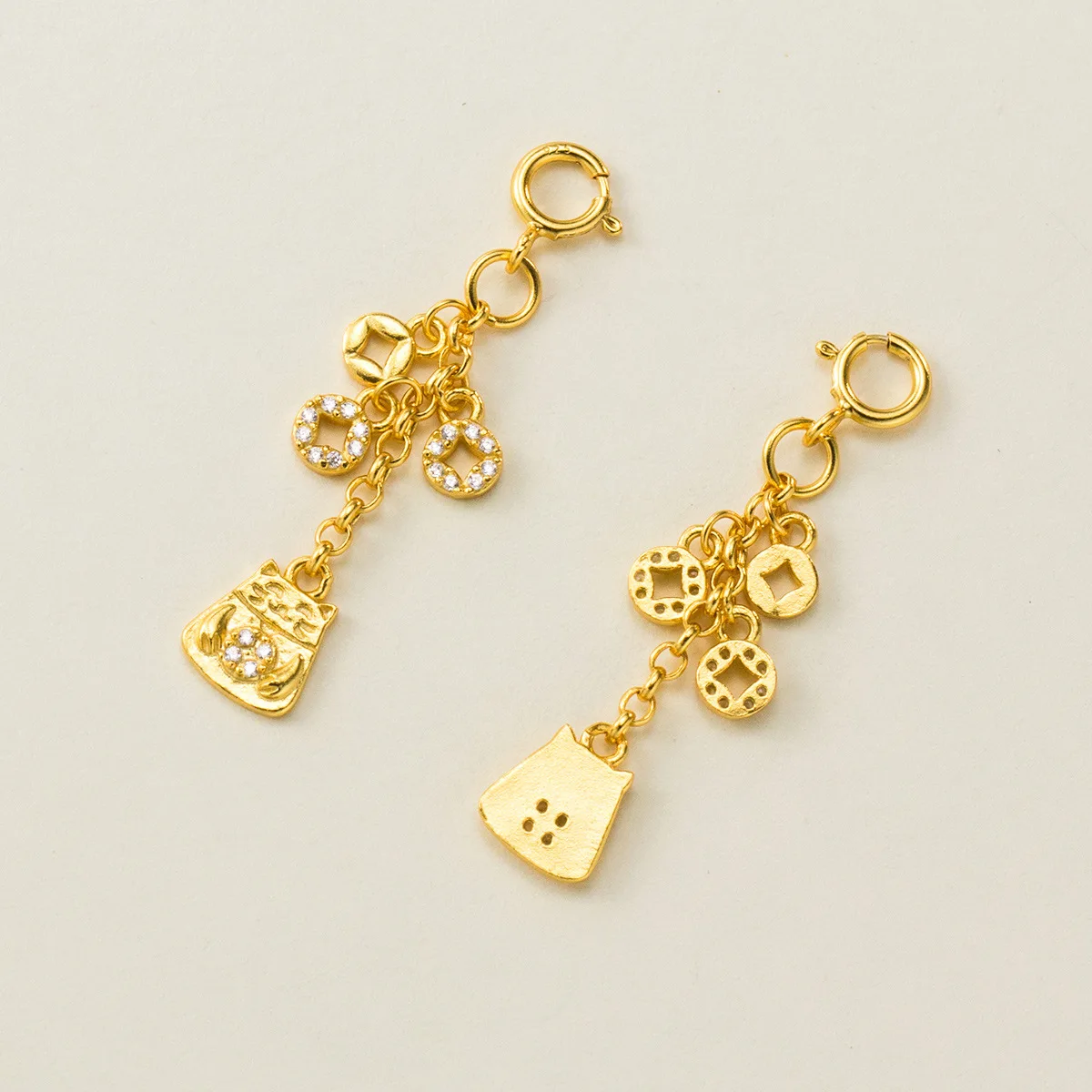 

1 шт. стерлингового серебра 925 пробы золотые монеты Fortune Cat длинные подвески с кисточками 34x6,5 мм с покрытием золотого цвета ювелирные изделия серебряные подвески DIY Craft