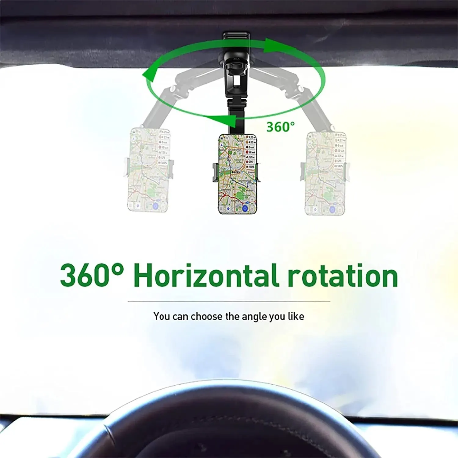 1080 Rotation Car Clip Sun Visor Cell Phone Holder Universal Phone Mount for iPhone XS GPS Rearview Mirror Stand Car Mobile Clip